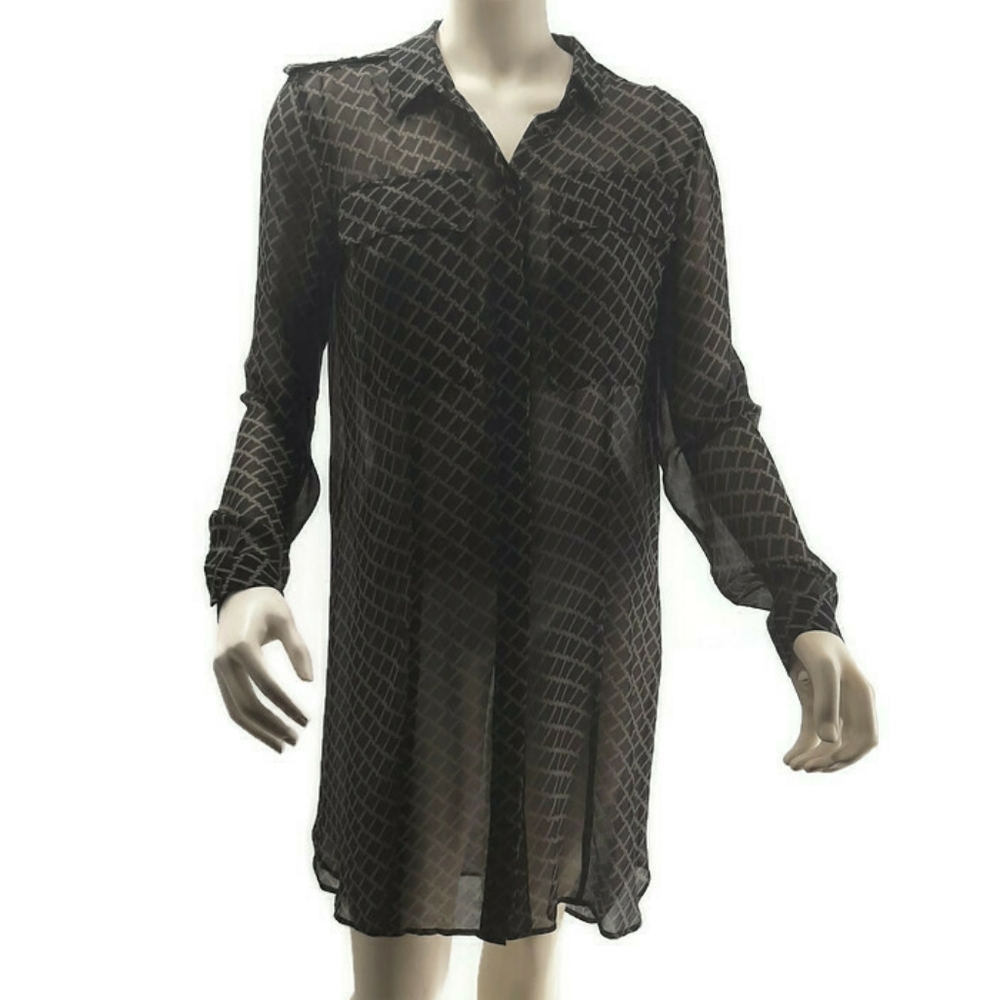 Club Monaco Sheer Button Front Shirtdress